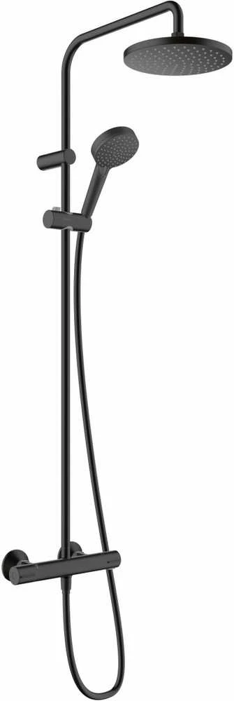 Termostatinė dušo sistema Hansgrohe Vernis Blend 200 1jet EcoSmart, 26089670, juoda matinė