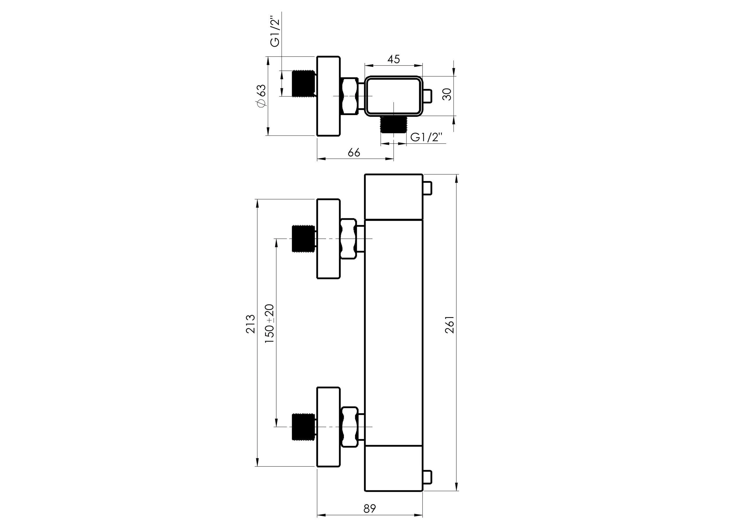 Termostatinis dušo maišytuvas su rankiniu dušu Rubineta Thermo-12/K SQ, H2S0L08