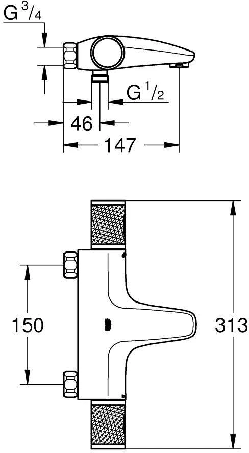 Grohe Grohtherm 1000 Performance termostatinis vonios maišytuvas