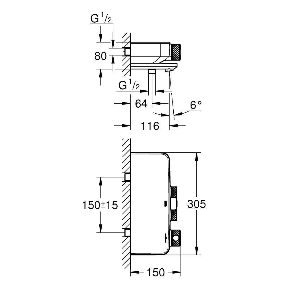 Grohe Grohtherm SmartControl termostatinis vonios maišytuvas, chromas