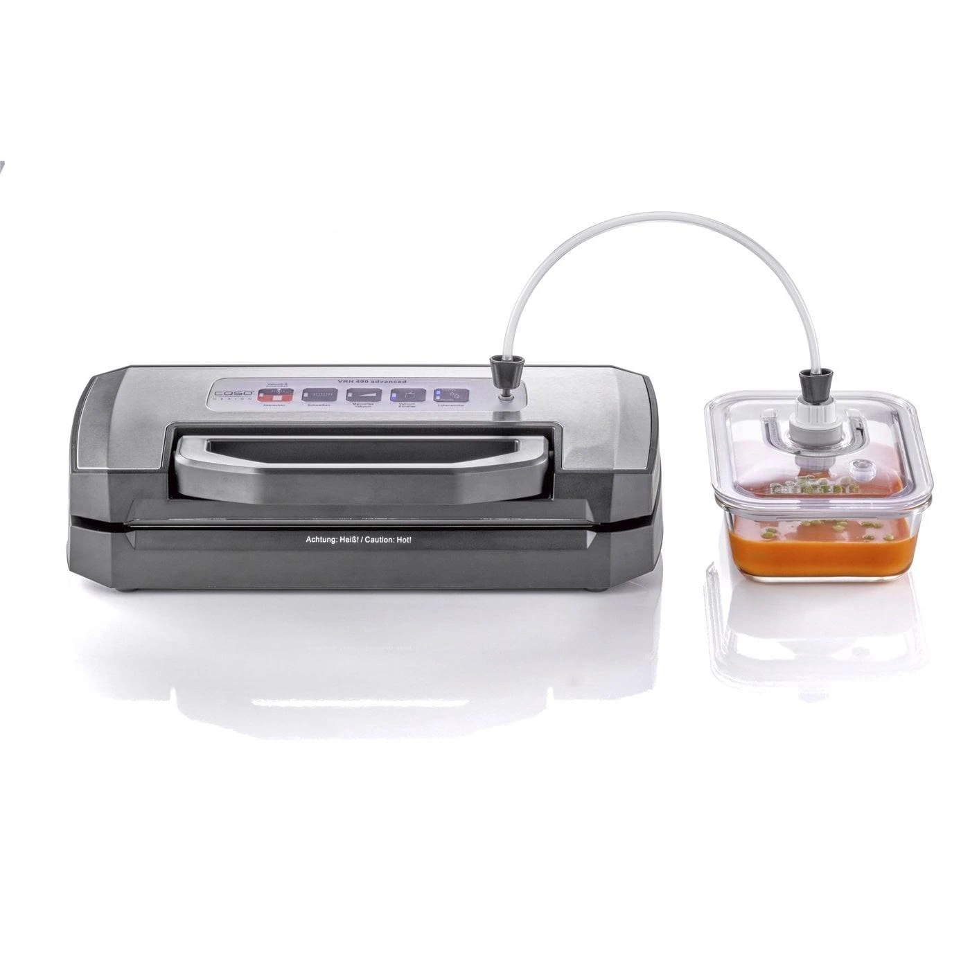 Caso | Bar Vacuum sealer | VRH 490 advanced | Power 110 W | Temperature control | Juodas/Nerūdijantis plienas