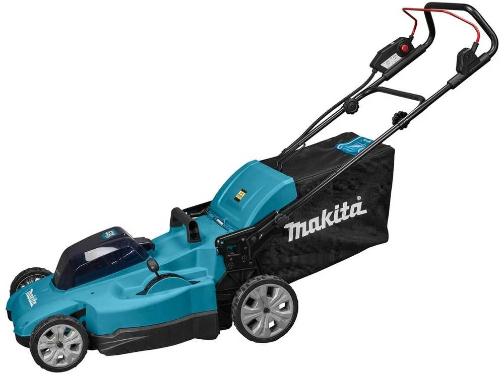 Makita DLM538Z akumuliatorinė vejapjovė 2 x 18 V, 53 cm, 4 viename (pjovimas / surinkimas / mulčiavimas / išmetimas į galą), 25,5kg, plastikinis korpusas, be akumuliatorinio ir krovinio