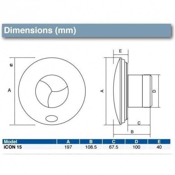 Ventiliatorius AirFlow iCON 15 Ø100mm 68 m3/val