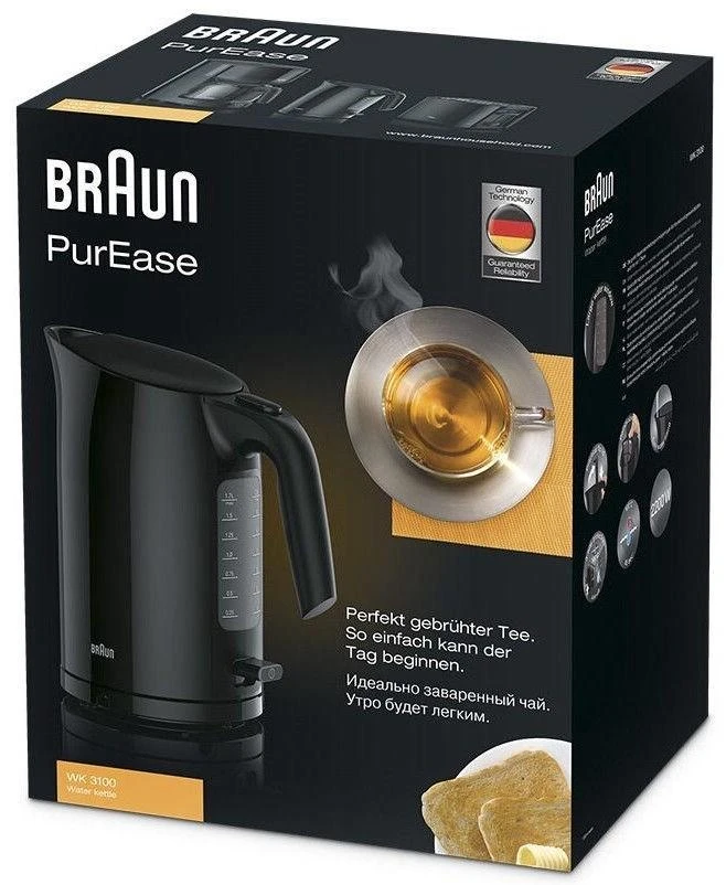 Braun PurEase WK 3100 BK elektrinis virdulys 1,7 L Juoda 2200 W