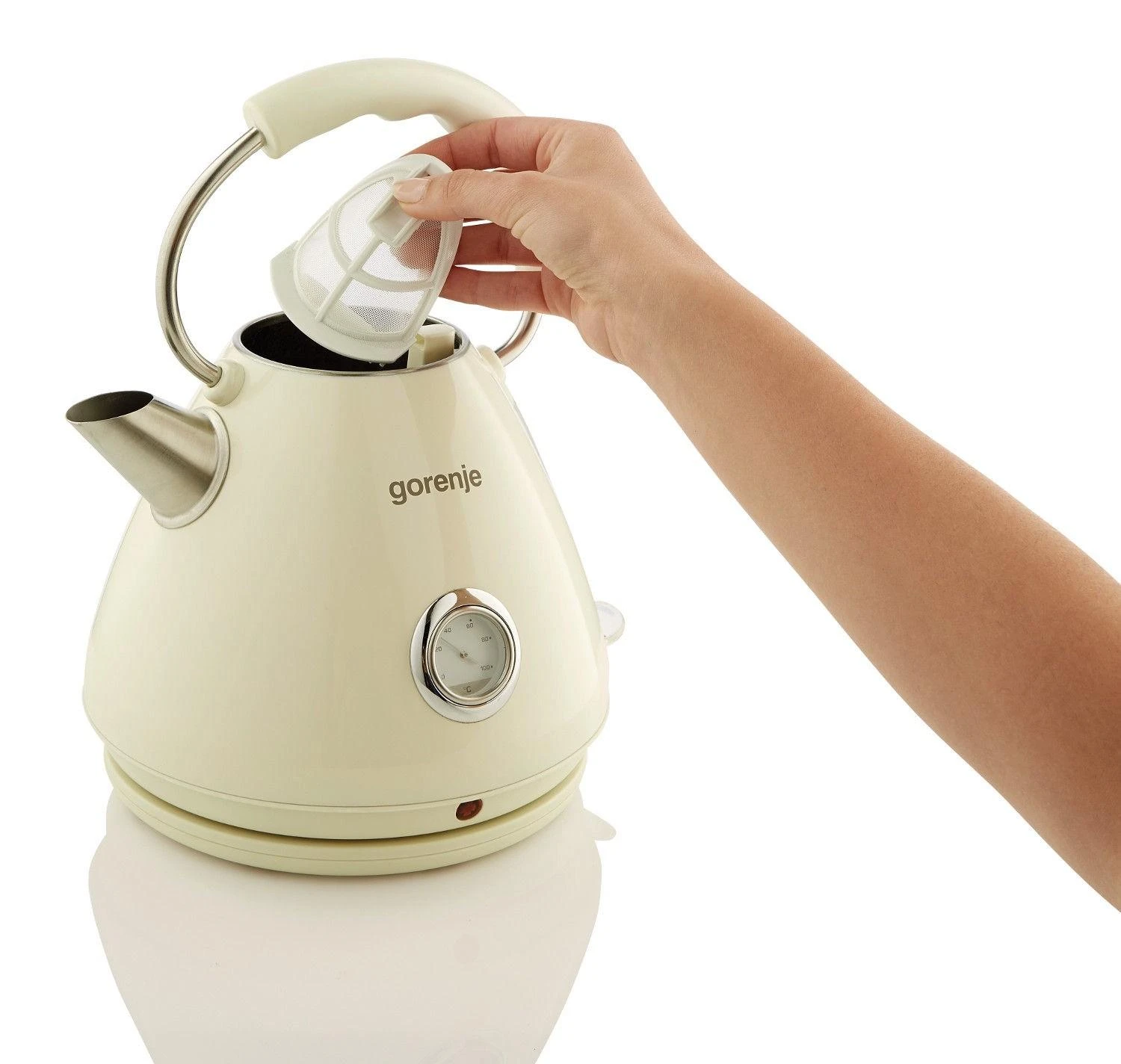 Virdulys Gorenje K17CLI Standard, Plastic/ metal, Kreminis, 2200 W, 360° rotational base, 1.7 L