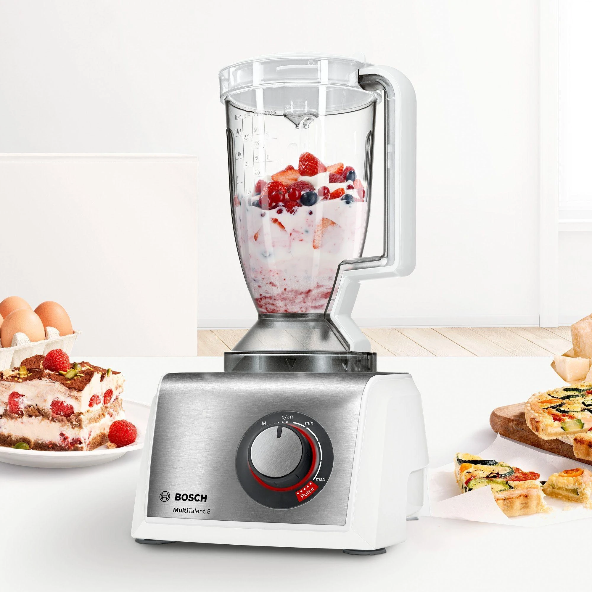 Bosch virtuvinis kombainas MultiTalent 8 MC812S820 Baltas/Sidabrinis, 1250 W, 3.9 L