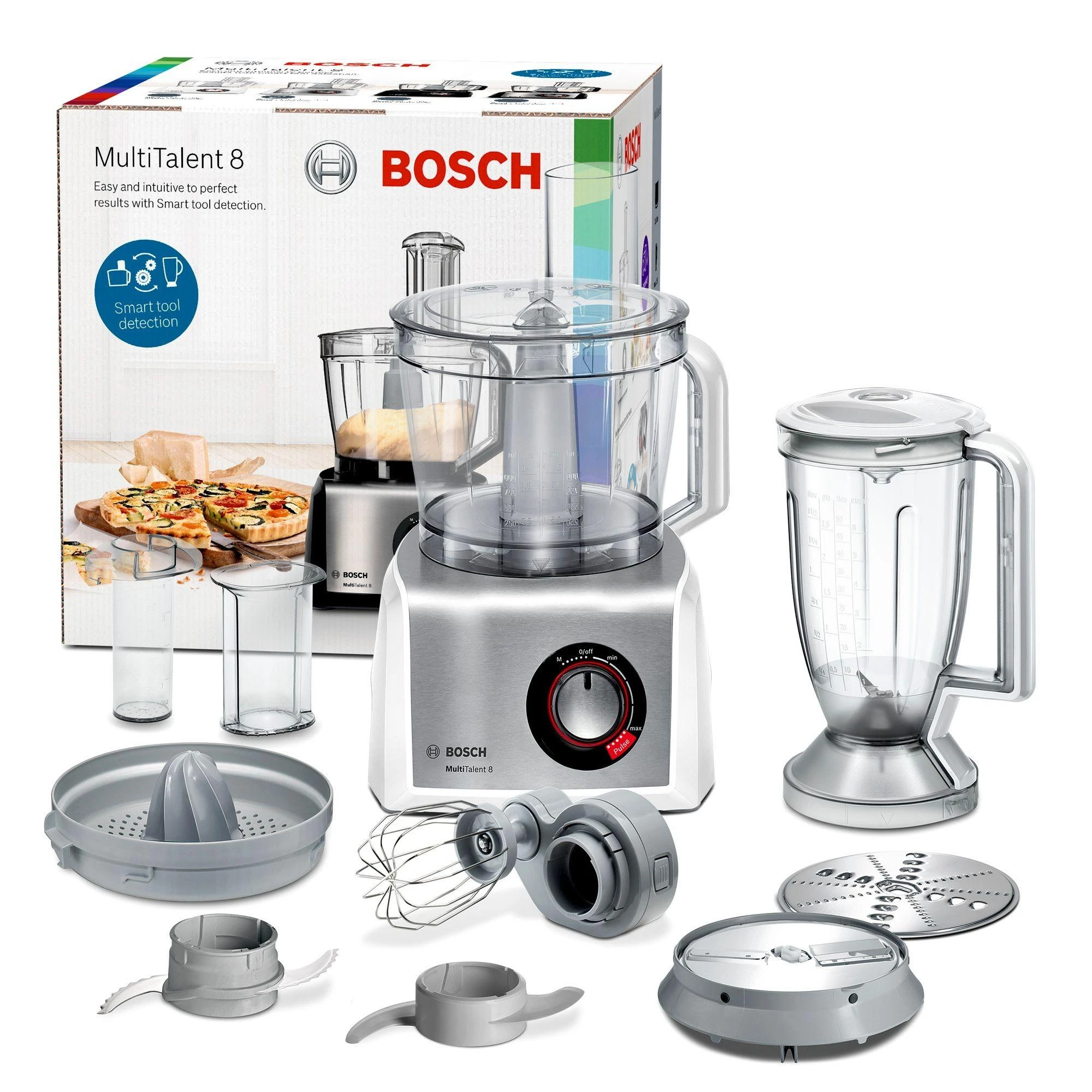 Bosch virtuvinis kombainas MultiTalent 8 MC812S820 Baltas/Sidabrinis, 1250 W, 3.9 L