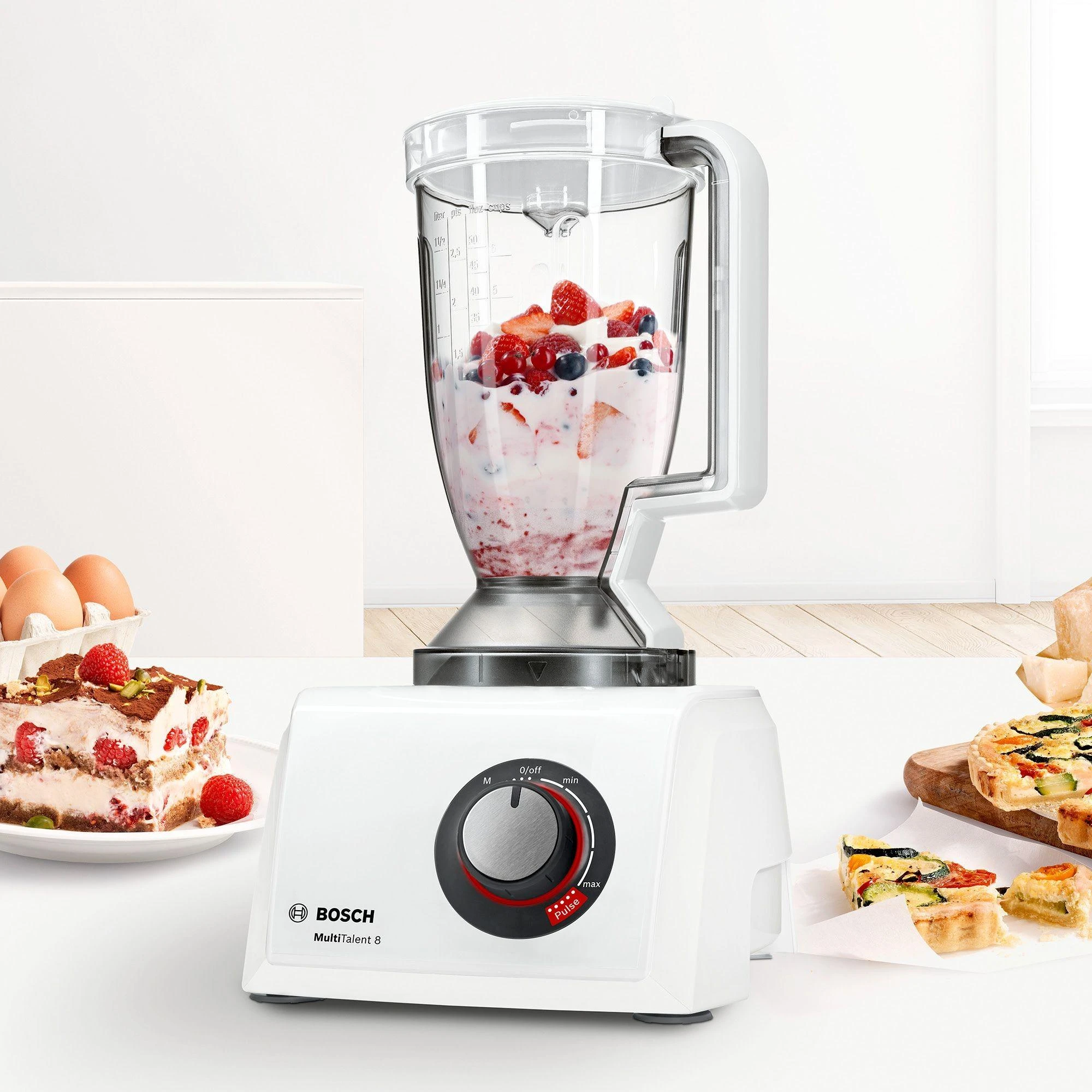 Virtuvinis kombainas Bosch MC812W501 Virtuvės kombainas, MultiTalent 8, 1000 W, Baltas, Baltas