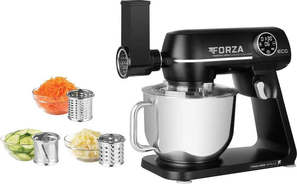 Virtuvinis kombainas ECG FORZA 6600 Metallo Nero Kitchen Machine, 1800W