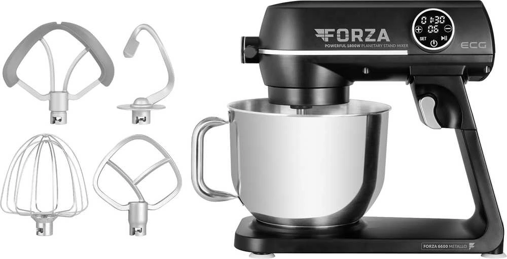 Virtuvinis kombainas ECG FORZA 6600 Metallo Nero Kitchen Machine, 1800W