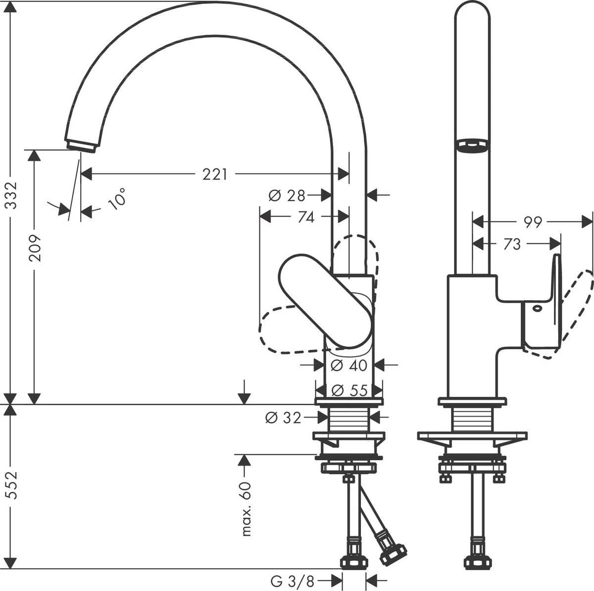 Virtuvinis maišytuvas Hansgrohe Vernis Blend M35 210, 71870670, juodas matinis