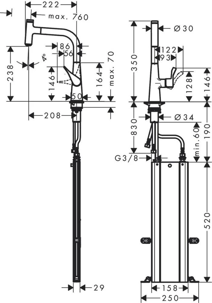 Virtuvinis maišytuvas su ištraukiama žarna Hansgrohe Metris Select M71 73802800