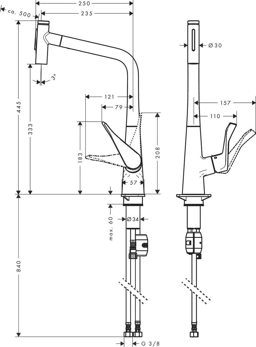 Virtuvinis maišytuvas su ištraukiama žarna Hansgrohe Metris Select M71 72833000