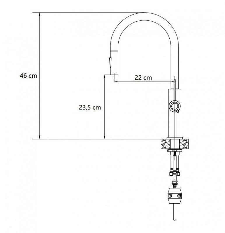 Virtuvinis maišytuvas su ištraukiama žarna Quadron JENNIFER Q LINE SLIM 3623510_BS, plieno