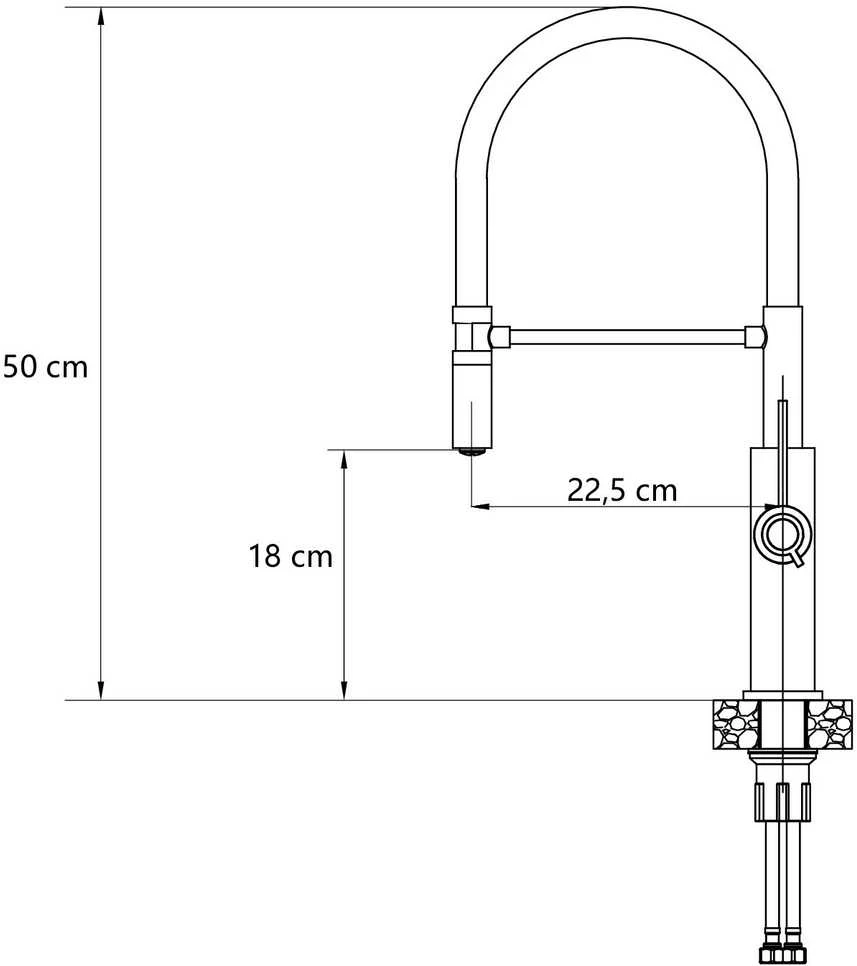Virtuvinis maišytuvas su lanksčia žarna Quadron GEMMA Q LINE 3623501_BSWH, plieno