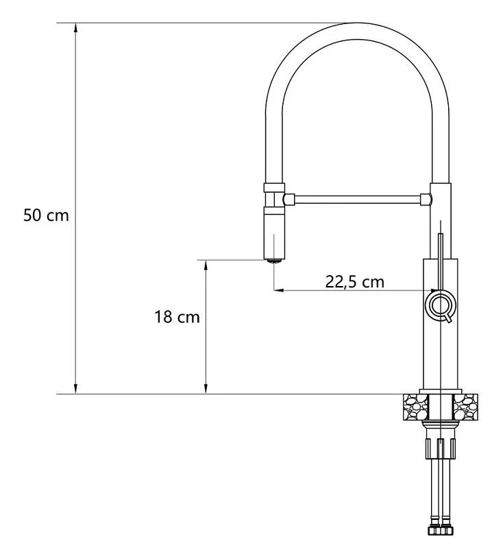 Virtuvinis maišytuvas su lanksčia žarna Quadron GEMMA Q LINE 3623501_BLMPVDG1, juoda matinė/aukso