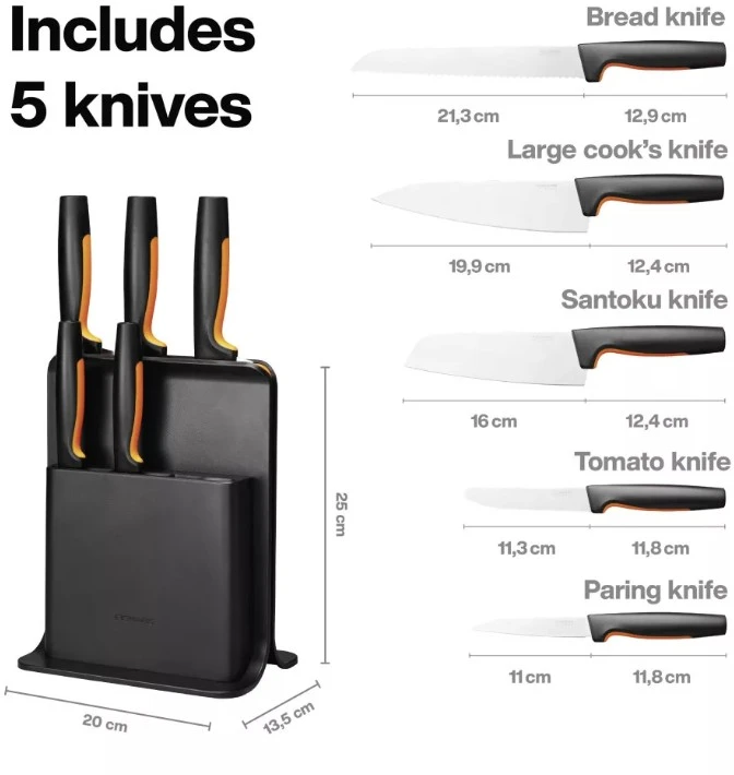 Fiskars Functional Form plastikinis peilių dėklas 5 peiliams