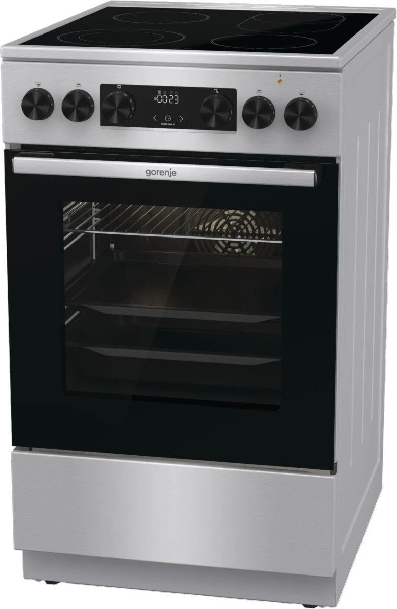 Viryklė Gorenje | Cooker | GECS5C70XA | Hob type Vitroceramic | Oven type Electric | Nerūdijantis plienas | Plotis 50 cm | Grilling | LED | Gylis 59.4 cm | 70 L
