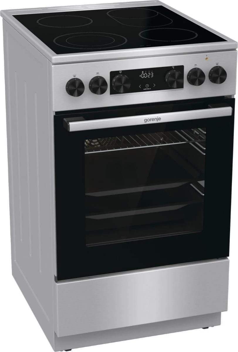 Viryklė Gorenje | Cooker | GECS5C70XA | Hob type Vitroceramic | Oven type Electric | Nerūdijantis plienas | Plotis 50 cm | Grilling | LED | Gylis 59.4 cm | 70 L