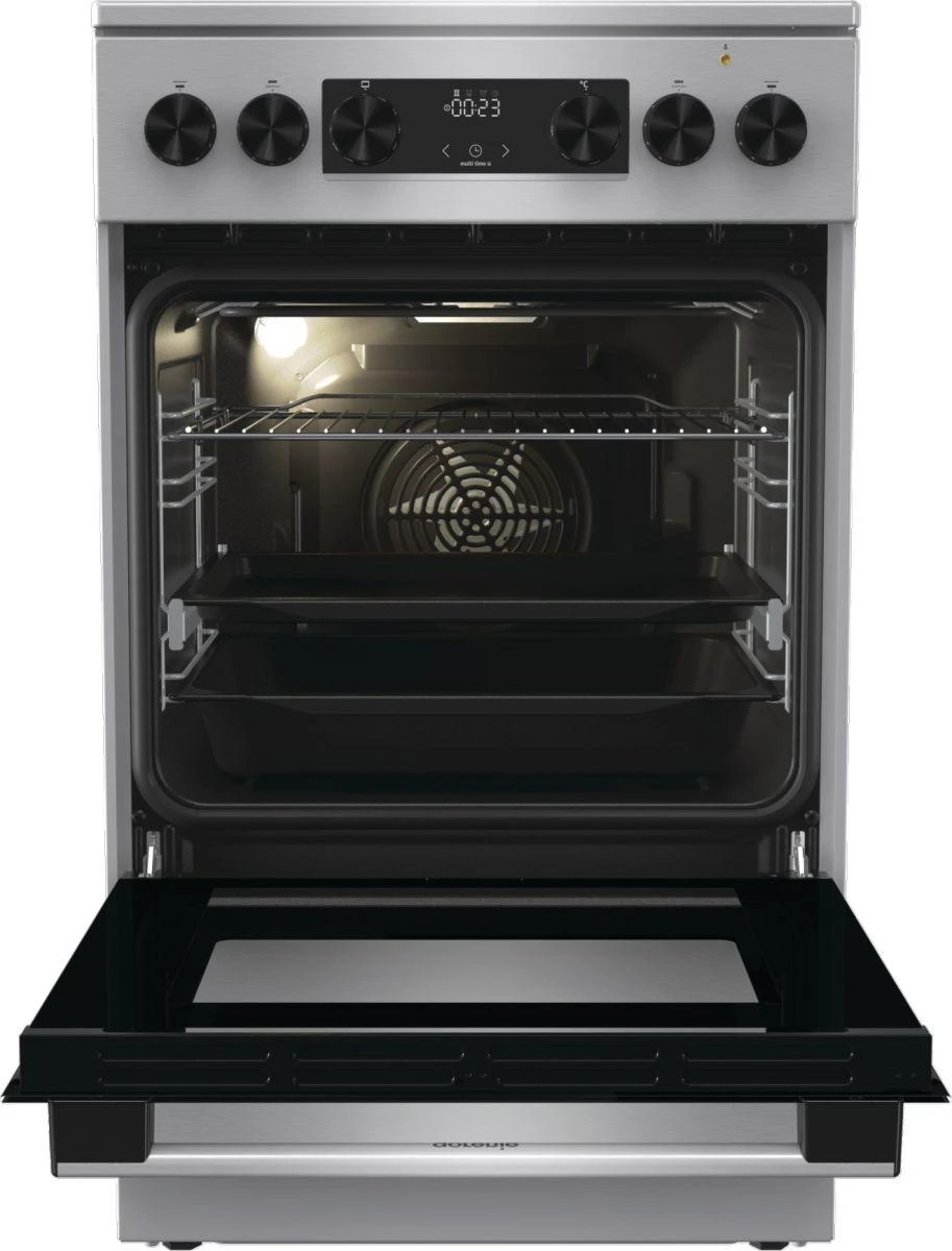 Viryklė Gorenje | Cooker | GECS5C70XA | Hob type Vitroceramic | Oven type Electric | Nerūdijantis plienas | Plotis 50 cm | Grilling | LED | Gylis 59.4 cm | 70 L