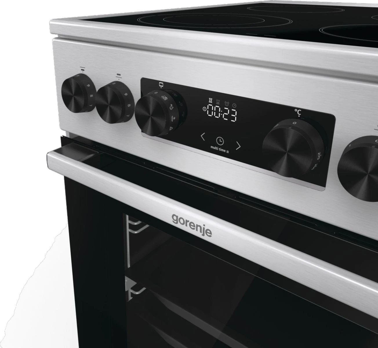 Viryklė Gorenje | Cooker | GECS5C70XA | Hob type Vitroceramic | Oven type Electric | Nerūdijantis plienas | Plotis 50 cm | Grilling | LED | Gylis 59.4 cm | 70 L