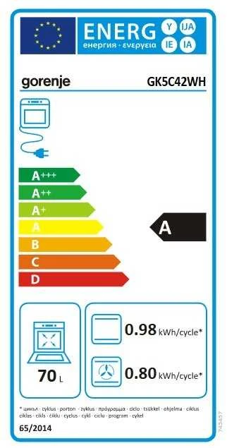 Gorenje GK5C42WH laisvai pastatoma viryklė dujinė, balta