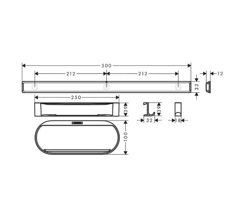 Vonios aksesuarų rinkinys Hansgrohe WallStoris, 27967700, baltas matinis