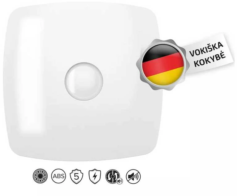 Vonios kambario ventiliatorius Vlano ENSO 100 T (Su Laikmačiu) 100 mm