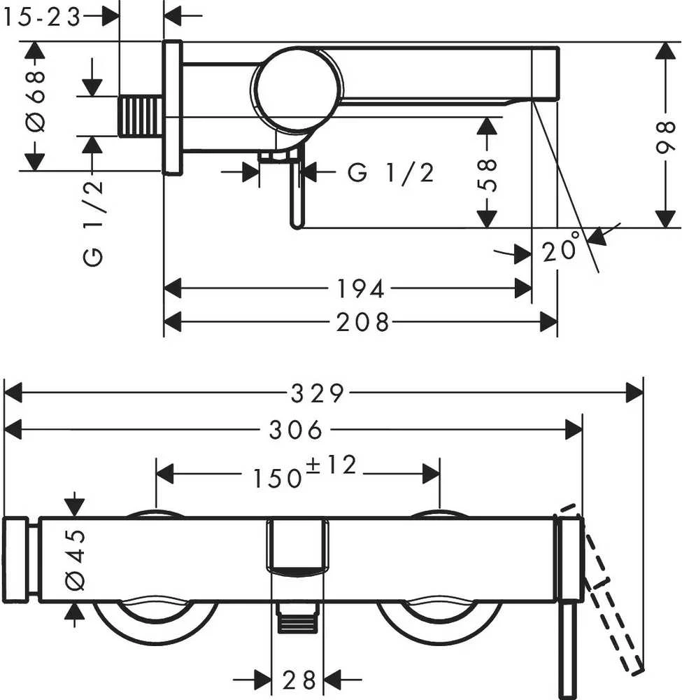 Vonios maišytuvas Hansgrohe Finoris 76420670, juodas matinis