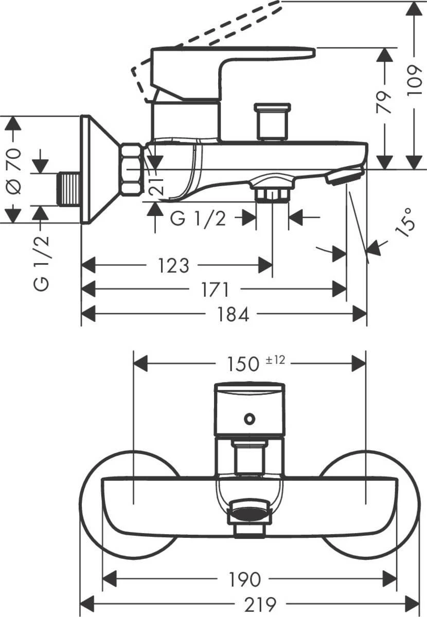 Vonios maišytuvas Hansgrohe Vernis Blend 71440670, juodas matinis