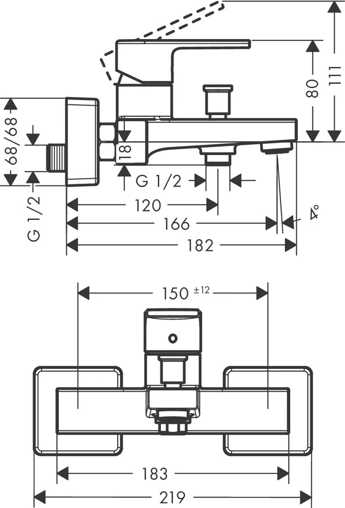 Vonios maišytuvas Hansgrohe Vernis Shape 71450000, chromo