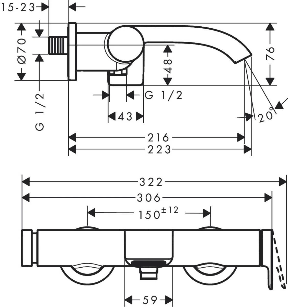 Vonios maišytuvas Hansgrohe Vivenis 75420670, juodas matinis