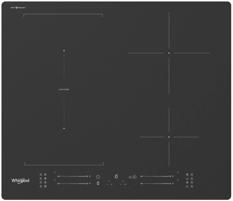 „Whirlpool WF S7560NE BM“ | Kaitlentė | Indukcinė | Degiklių / virimo zonų skaičius: 4 | Elektroninė | Juodas | Laikmatis