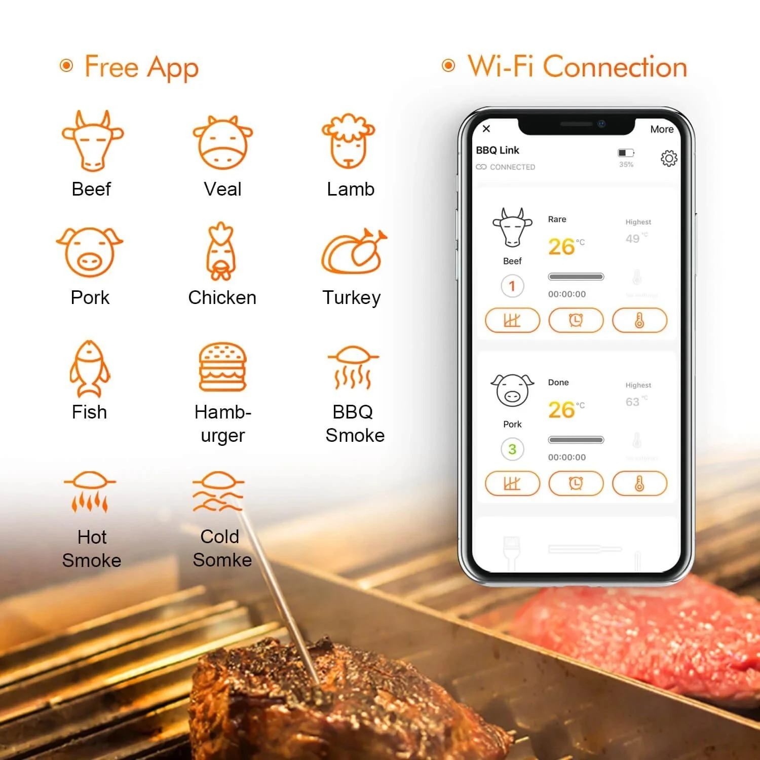 Wi-Fi skaitmeninis termometras INKBIRD IBBQ-4T