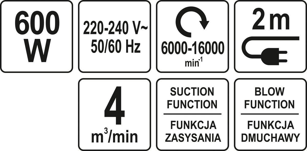 Lapų pūstuvas 600W YT-85170 YATO