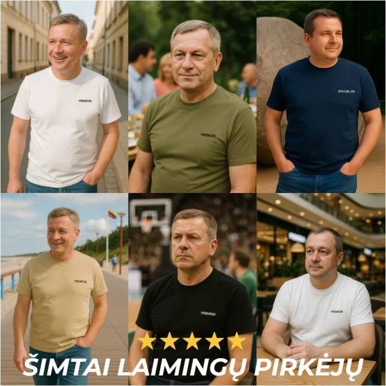 5vnt. Premium marškinėliai