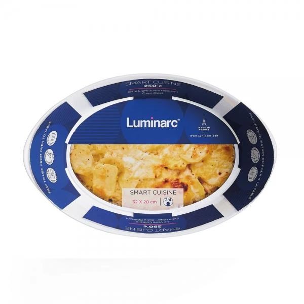 Balta ovali stiklinė kepimo forma Luminarc SMART CUISINE, 32x20 cm