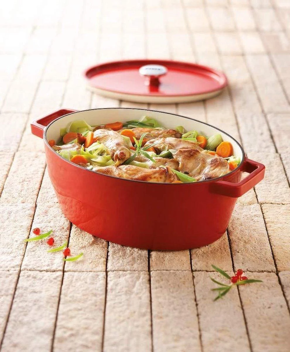 Pyrex Ketaus puodas 29cm 3,8l SLOWCOOK ovalus raudonas