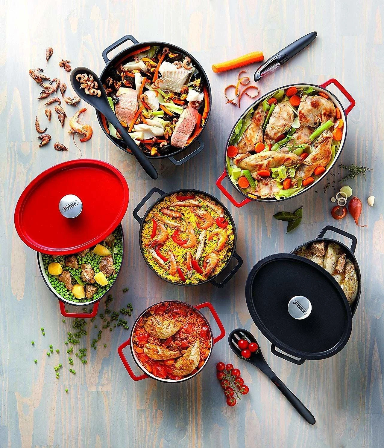 Pyrex Ketaus puodas 29cm 3,8l SLOWCOOK ovalus raudonas
