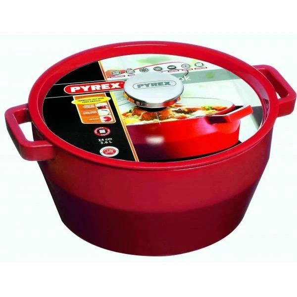 Pyrex Ketaus puodas SLOWCOOK raudonas, 24 cm 3,6 L
