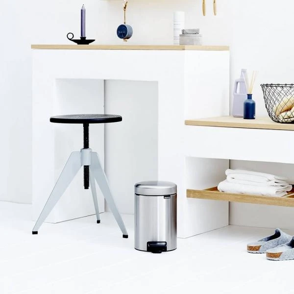 Matinio metalo šiukšlių dėžė su pamina pakeliamu dangčiu Brabantia NEWICON, 5 l