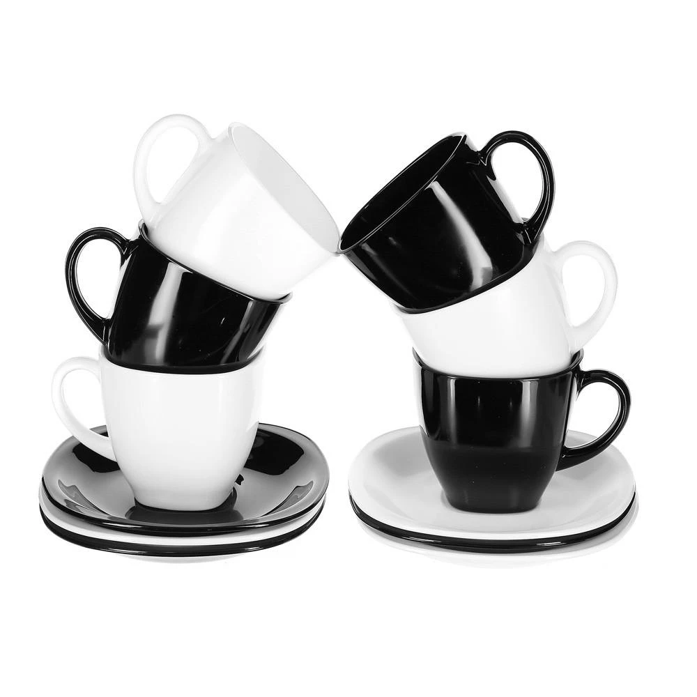 Luminarc Puodeliai su lėkštutėmis 220ml CARINE NOIR & BLANC