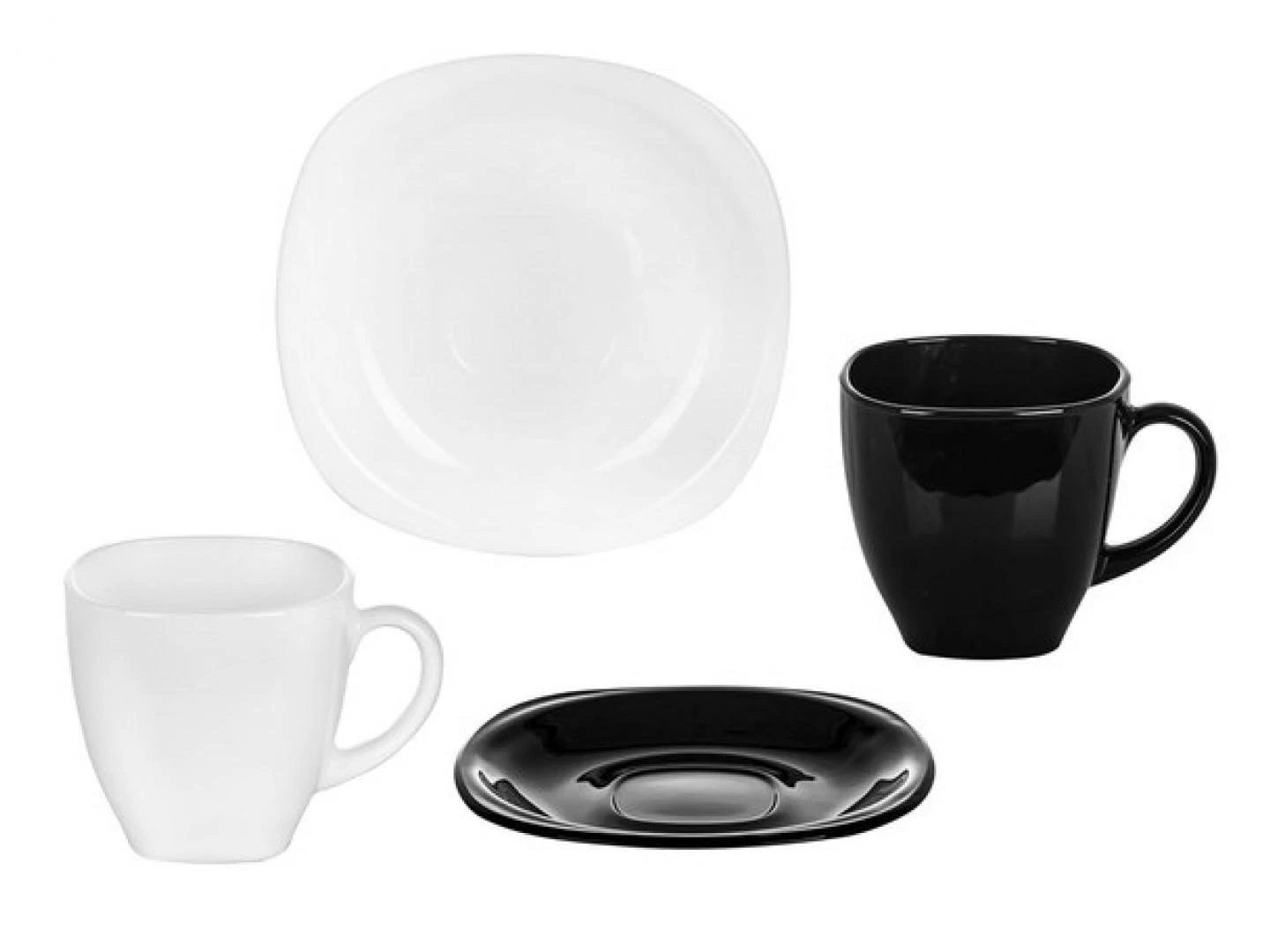 Luminarc Puodeliai su lėkštutėmis 220ml CARINE NOIR & BLANC