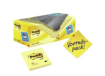 Post-it 3M 654Y-20 lipnus lapelis Kvadratas Geltona 100 lapai