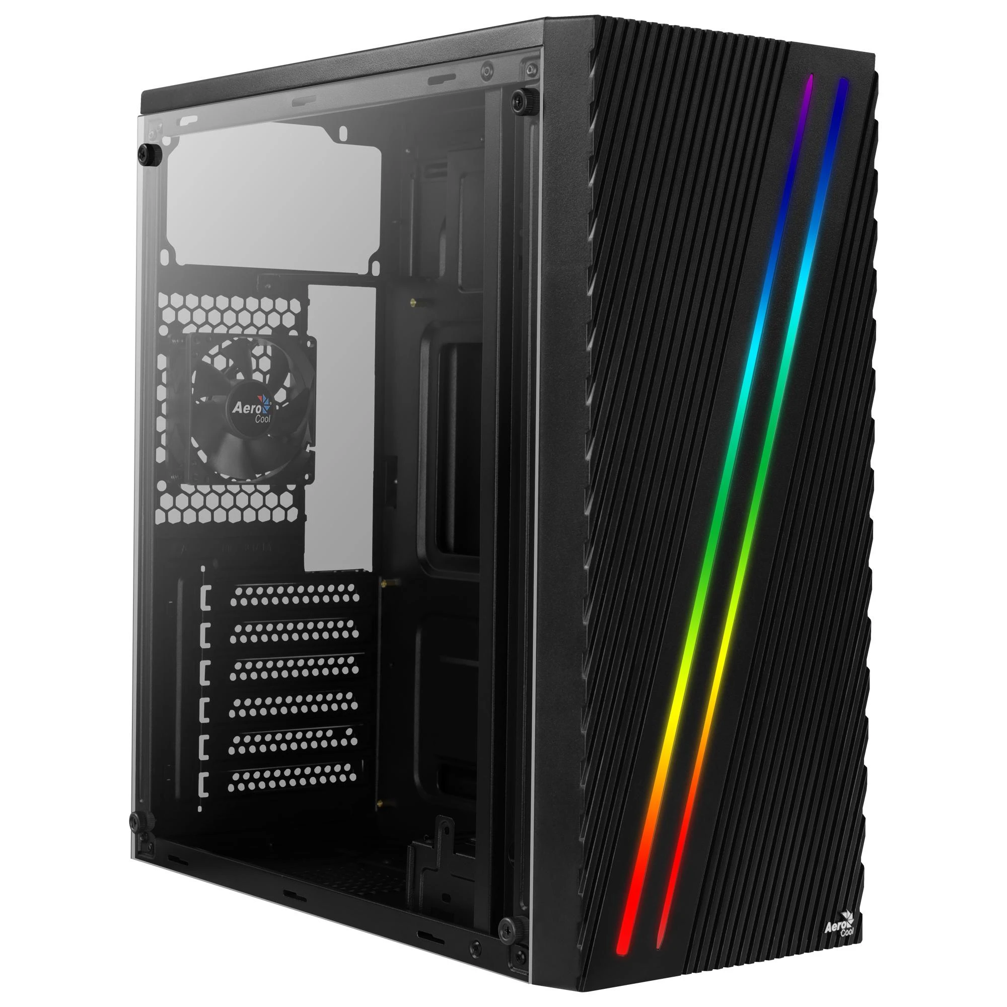 AEROCOOL AEROPGSSTREAK-A-BKRG kompiuterio dėklas ATX Aerocool STREAK RGB USB 3.0 – DVIGUBA RGB JUOSTA 1x80mm VENTILIATORIUS