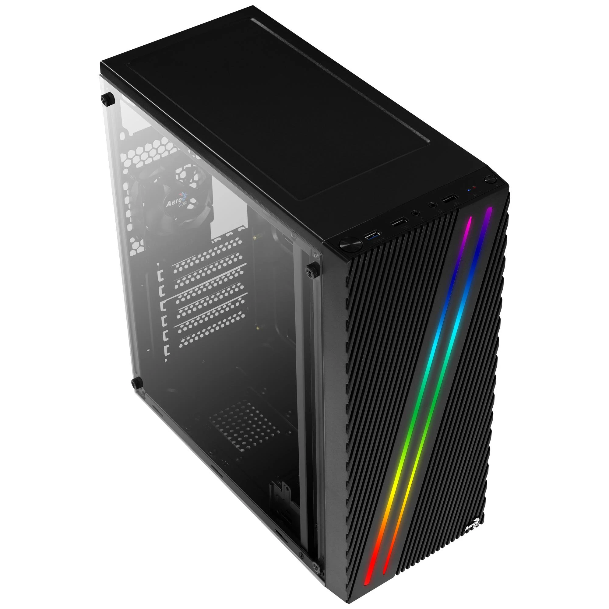 AEROCOOL AEROPGSSTREAK-A-BKRG kompiuterio dėklas ATX Aerocool STREAK RGB USB 3.0 – DVIGUBA RGB JUOSTA 1x80mm VENTILIATORIUS
