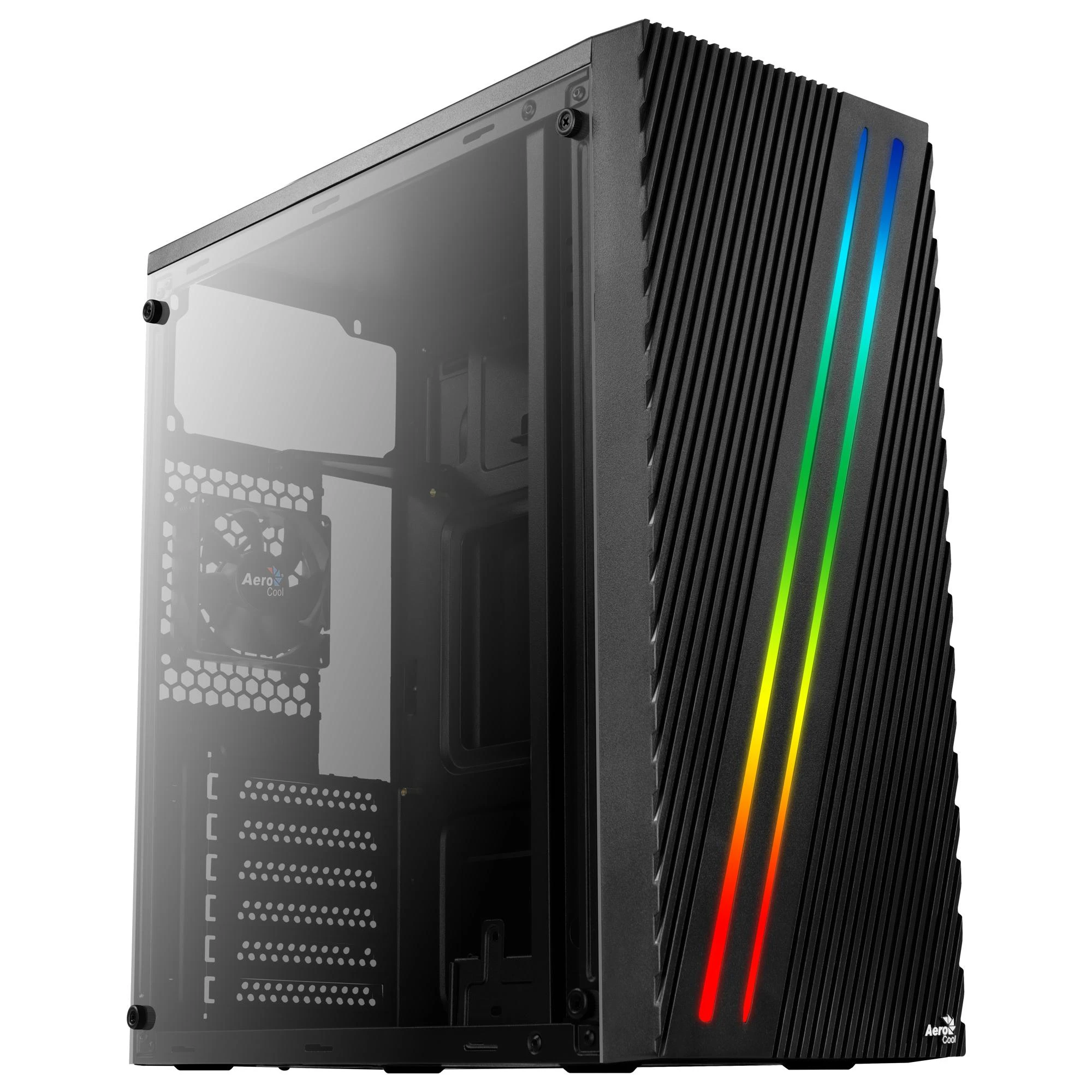 AEROCOOL AEROPGSSTREAK-A-BKRG kompiuterio dėklas ATX Aerocool STREAK RGB USB 3.0 – DVIGUBA RGB JUOSTA 1x80mm VENTILIATORIUS