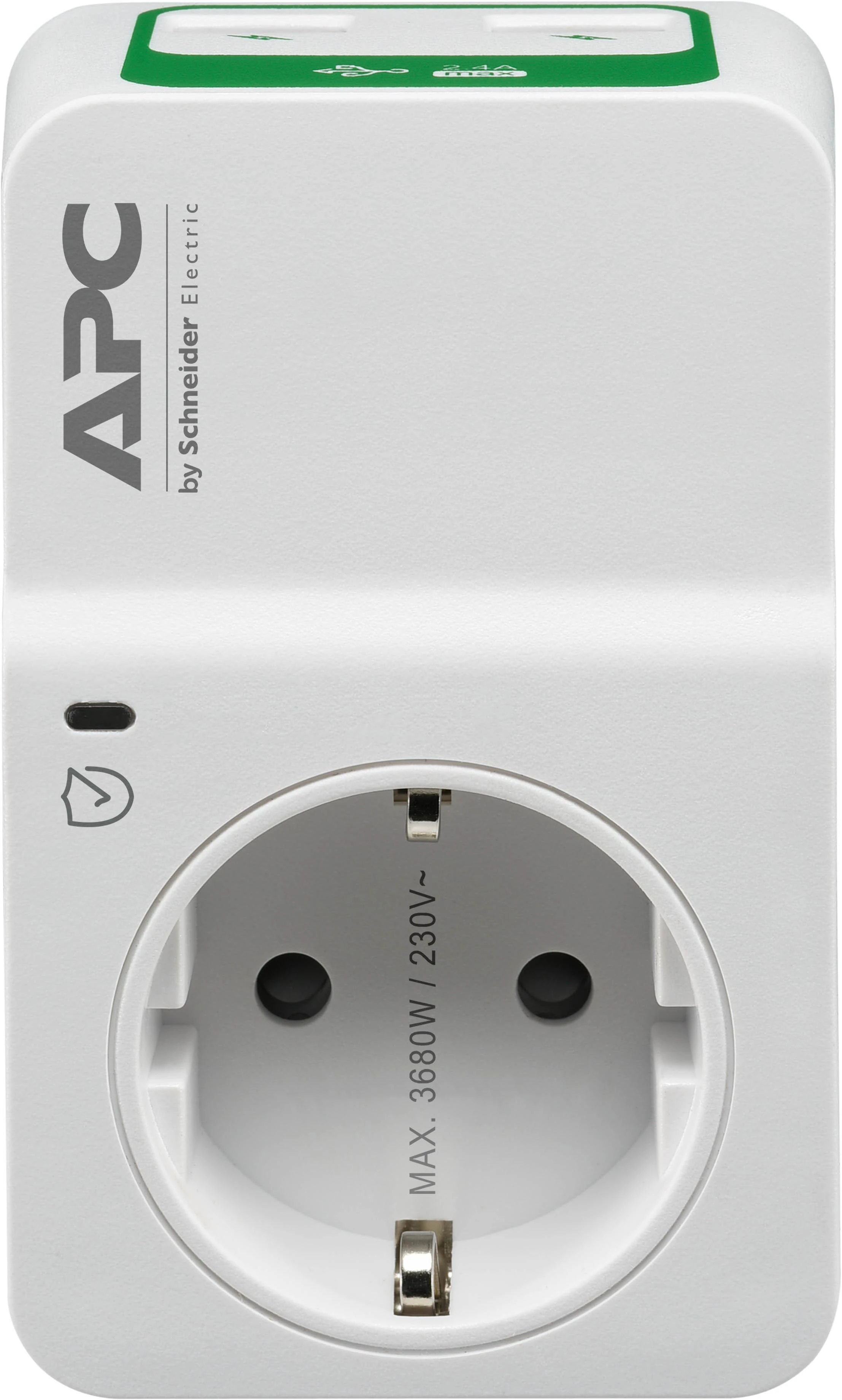 APC tinklo filtras-adapteris su dviem USB jungtimis