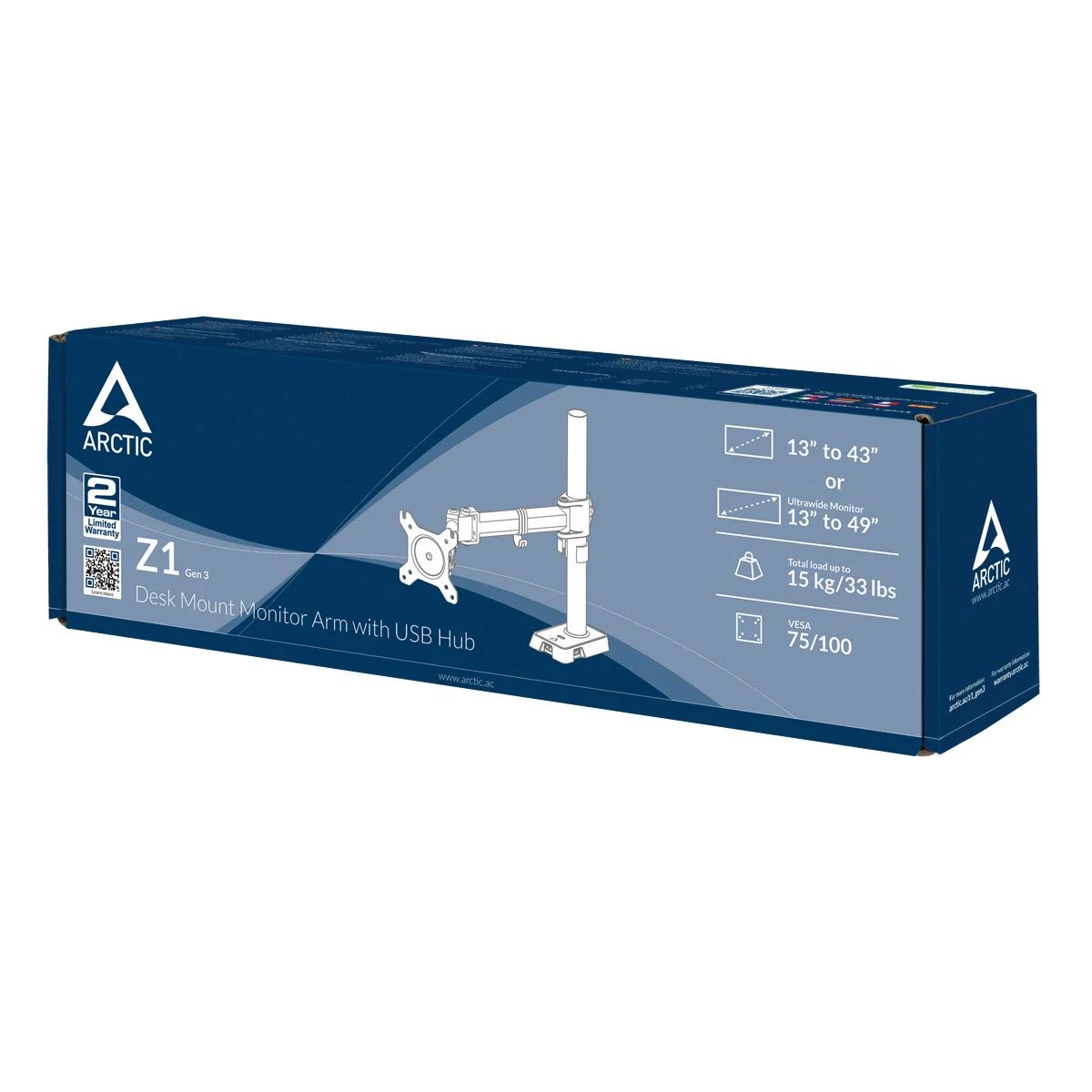 Laikiklis ARCTIC Z1 (Gen 3) 124,5 cm (49") Juoda