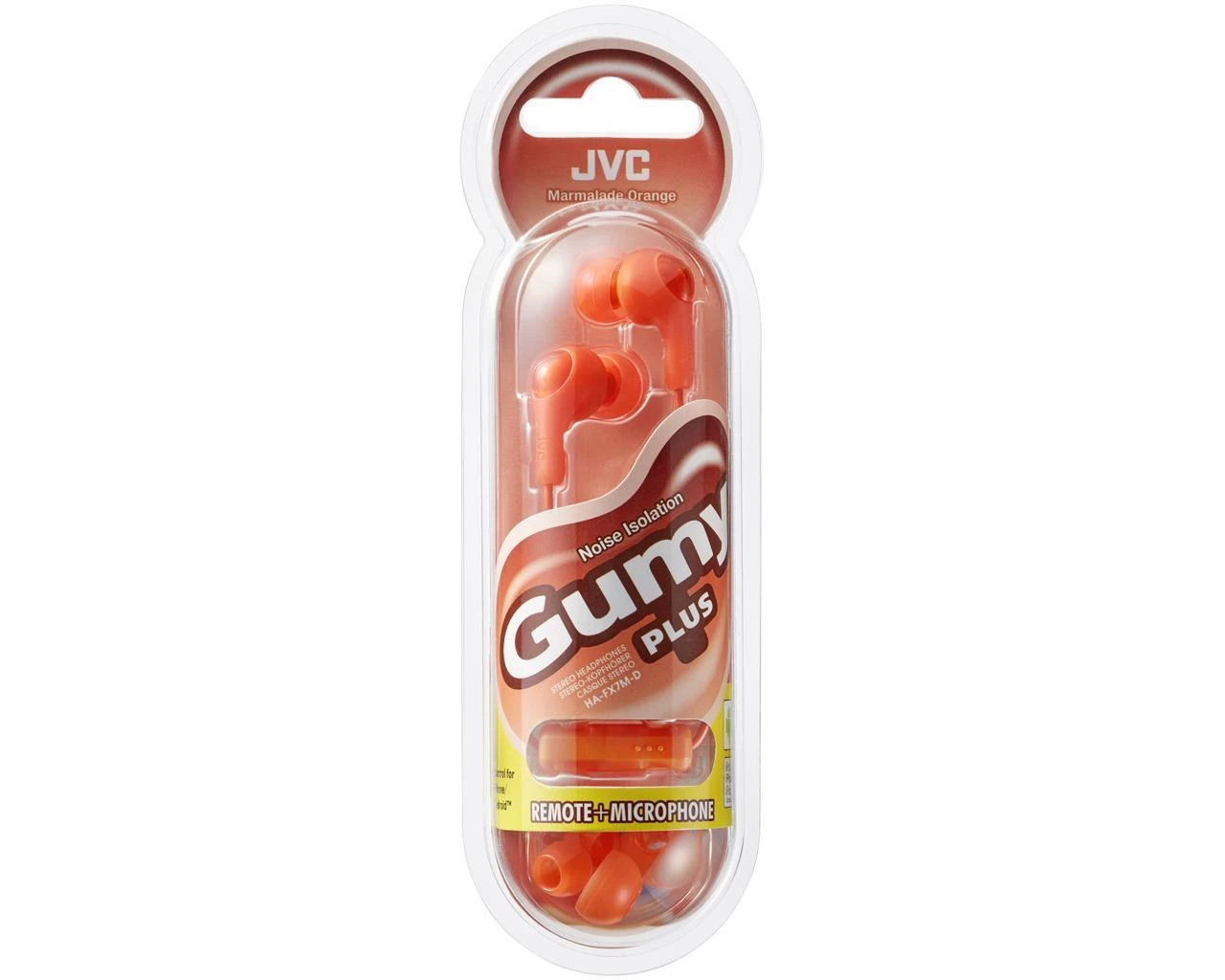 Į ausį įkišamos Ausinės su mikrofonu JVC HA-FX7M-DE "Gumy PLUS", oranžinės